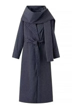 Vintage Striped Long Trench Coat