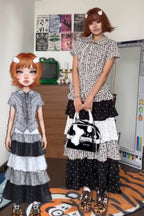 Niche Alt Y2K Plaid Patchwork Maxi Skirt