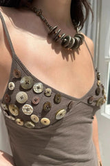 Gothic Button Slim Fit Tank Top