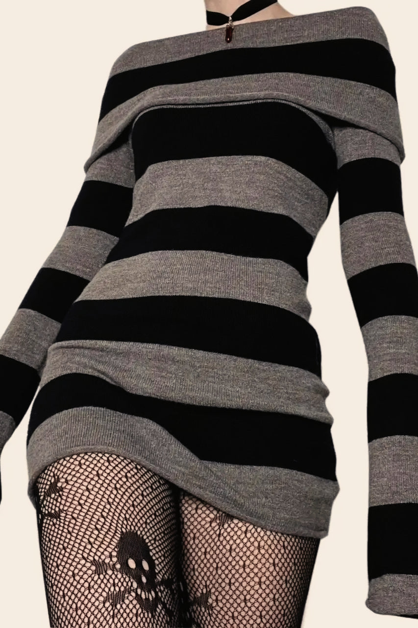 Halloween Gothic Striped Dress Main image