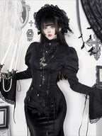 Vintage Dark Aesthetic Fitted Blouse