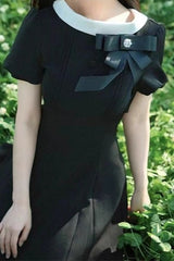 Elegant Crane Print Retro Maxi Dress