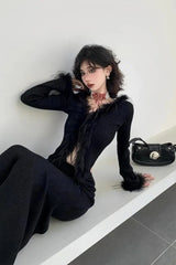 Black Y2k Chic Korean Fashion Long Sleeve Women's Cardigan Sweater