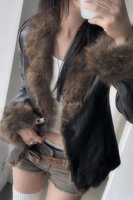 Faux Fur Trim Cropped Jackets