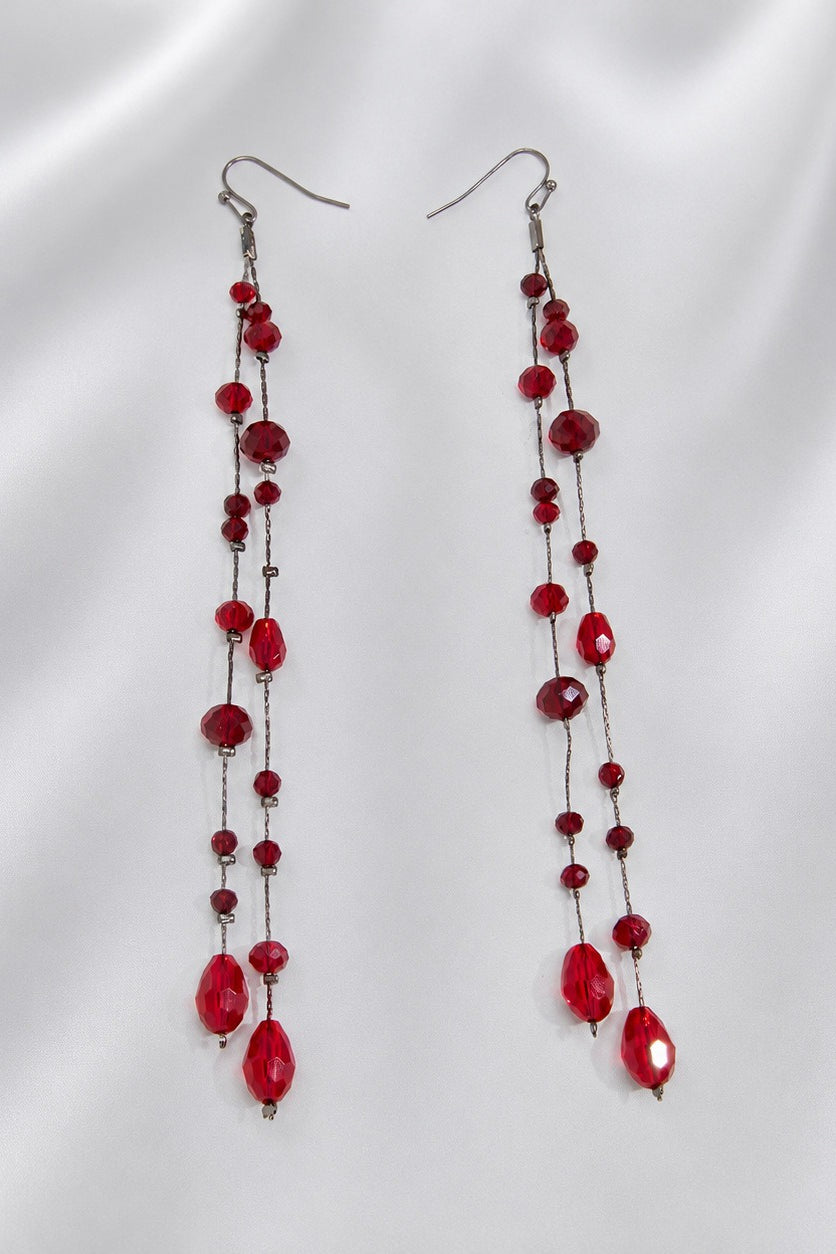 Long Beaded Chain Drop Earrings