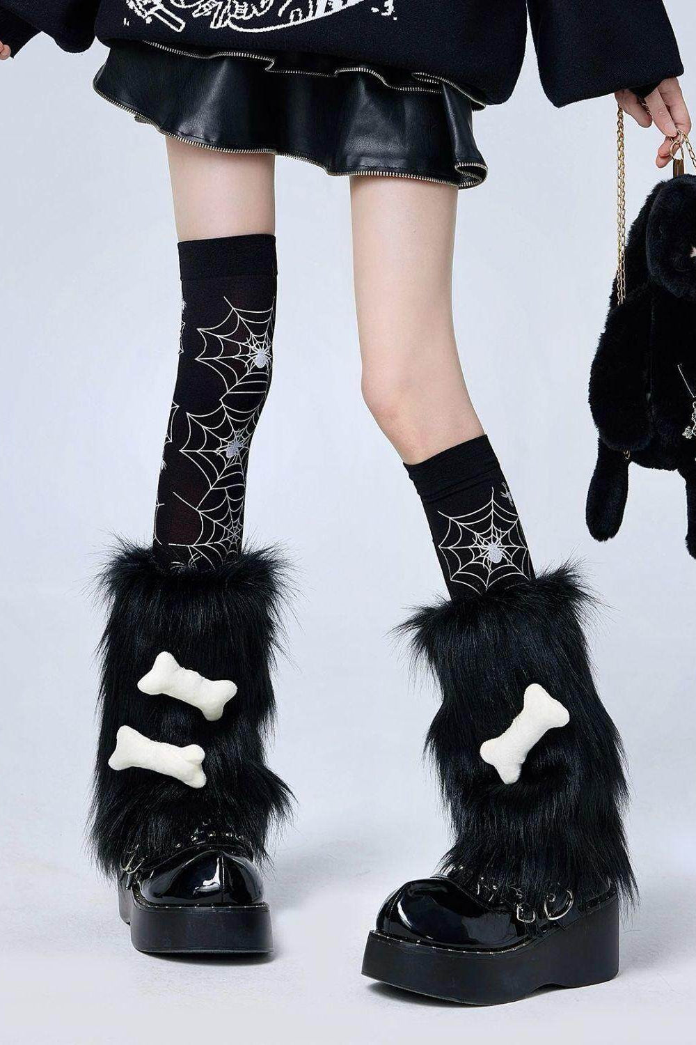 Y2K Spider Web Print Knee High Socks