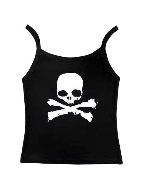 Skull Print Gothic Slim Bandeau Crop Top Secondary image