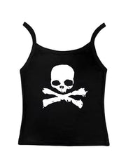 Skull Print Gothic Slim Bandeau Crop Top