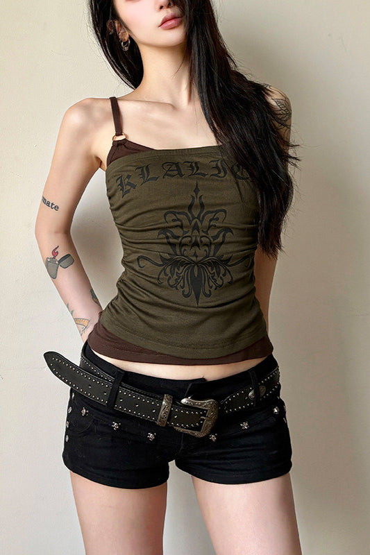 Letter Print Two Piece Cami Set Secondary image