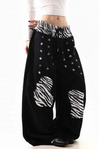 Leopard Double Waist Wide Leg Pants