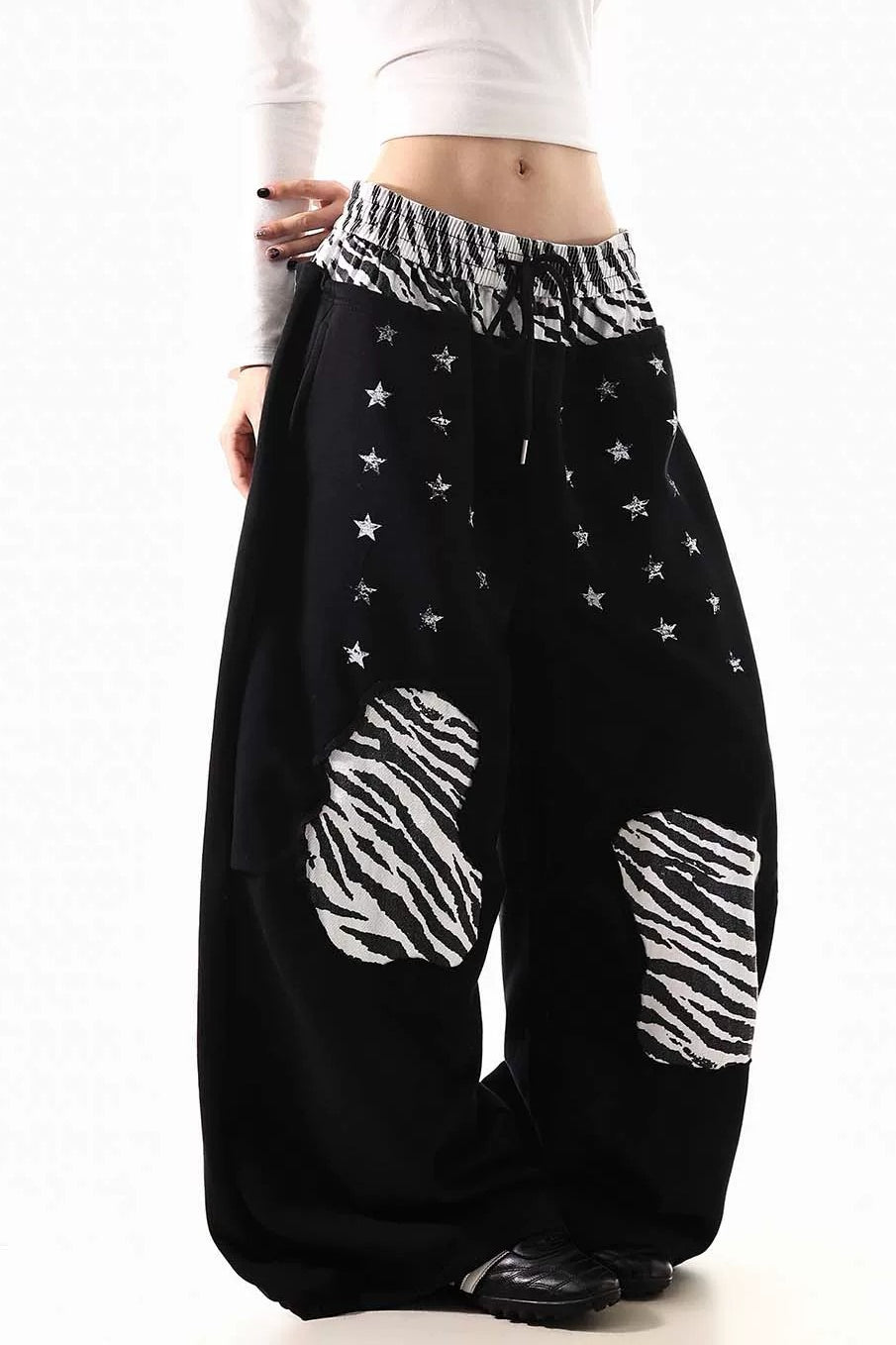 Leopard Double Waist Wide Leg Pants