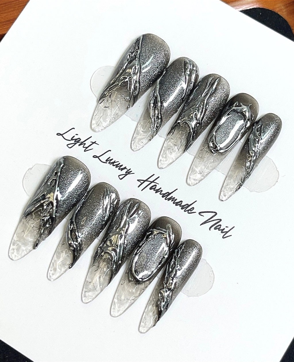 Glass Embossed Press On Nails