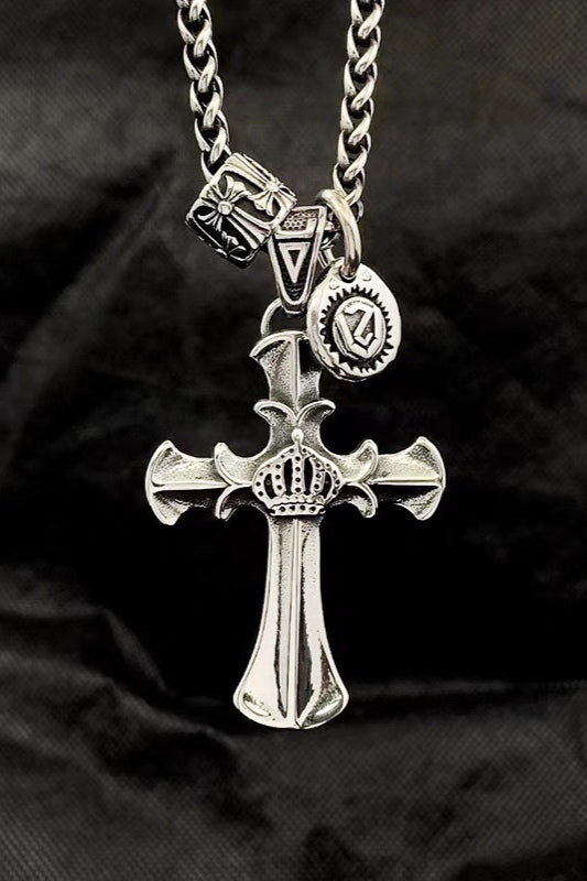 Vintage Crown Cross Necklace Main image