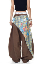 Plaid Wrap Panel Cargo Pants