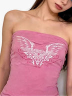 Y2K Wings Print Tube Tank Top