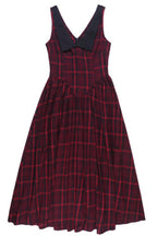 Red Plaid Sheer Sleeve Skirt Sets