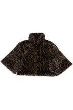 Leopard Plush Cropped Zip Coats