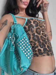 Y2K Leopard Sequin Cami