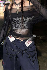 Gothic Off Shoulder Mesh Top