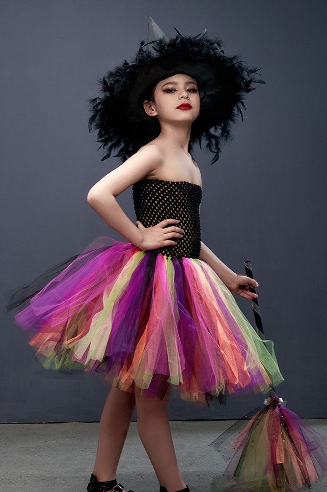 Colorful Witch Tutu Kid Halloween Costume Main image