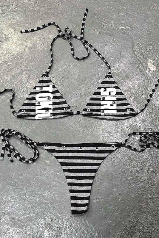Edgy Street Style Letter Tie Swimwear Main image