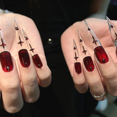 Gothic Blood Red Wearable Fake Nails
