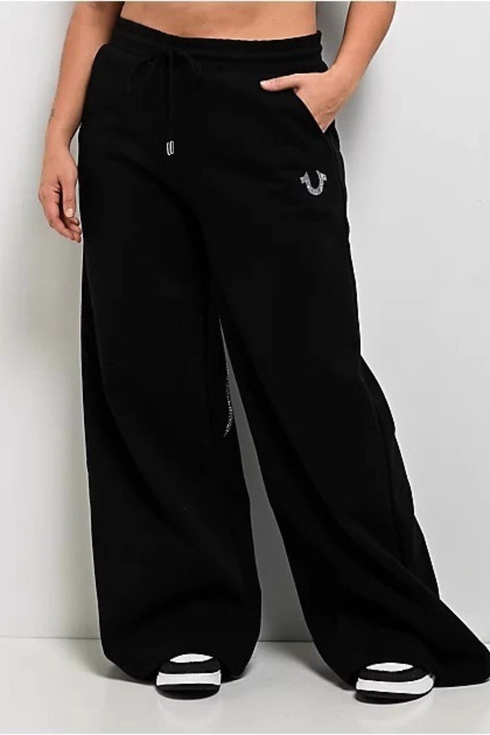 Assorted Rhinestone Graphic Wide Leg Pants