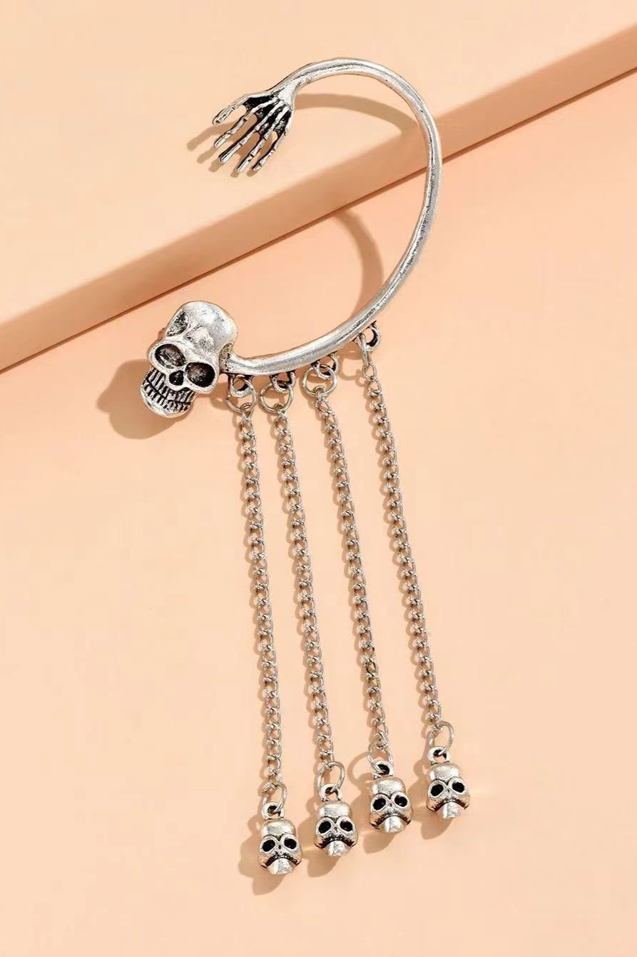 Dark Gothic Skull Tassel Earrings Secondary image
