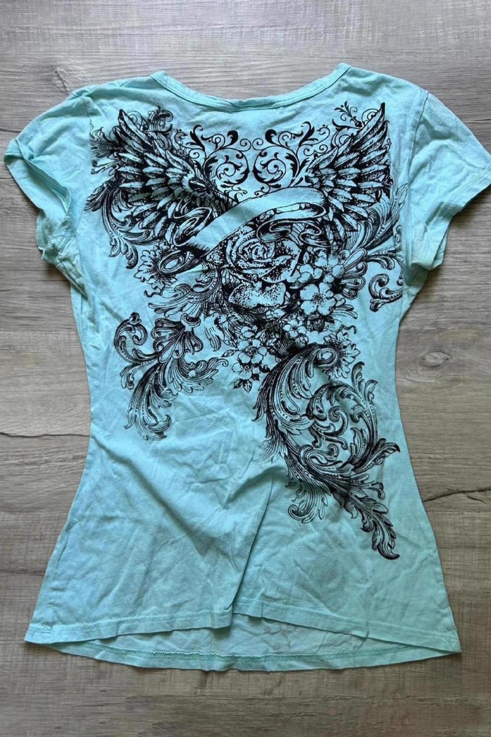 Retro Light Blue Fitted T-Shirt Secondary image