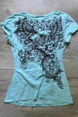 Retro Light Blue Fitted T-Shirt