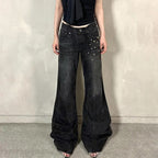Black Studded Denim Pants