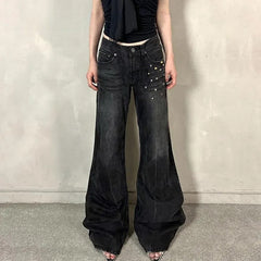 Black Studded Denim Pants