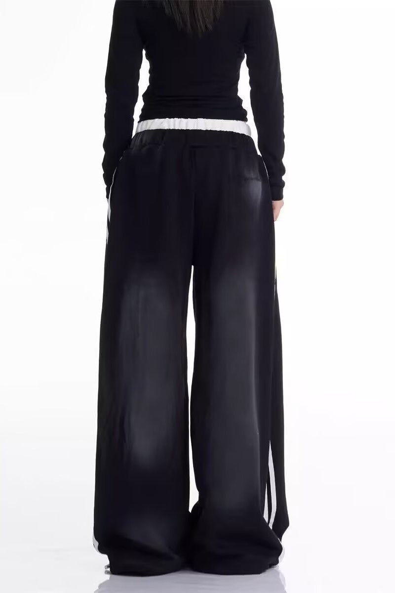 Letter Stripe Curved-Leg Sweatpants
