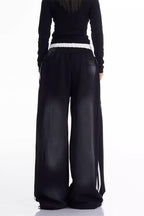 Letter Stripe Curved-Leg Sweatpants