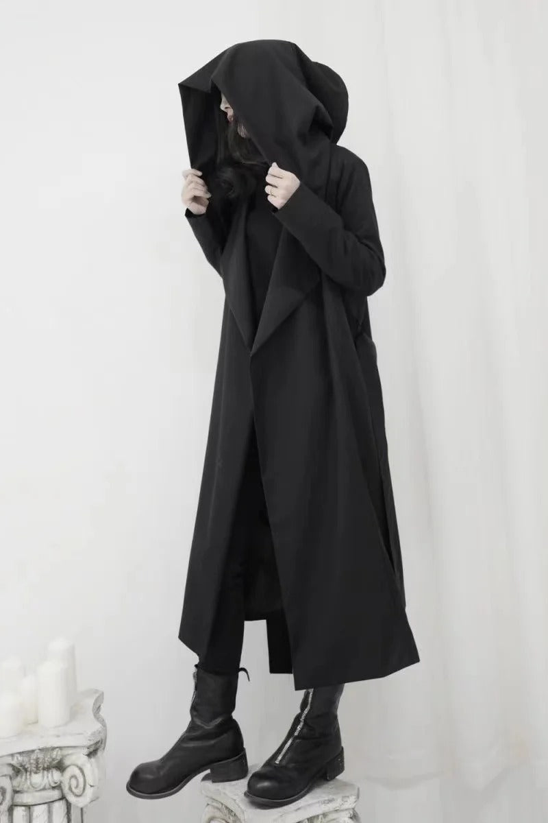 Gothic Punk Hooded Lace-up Trench Coat Secondary image