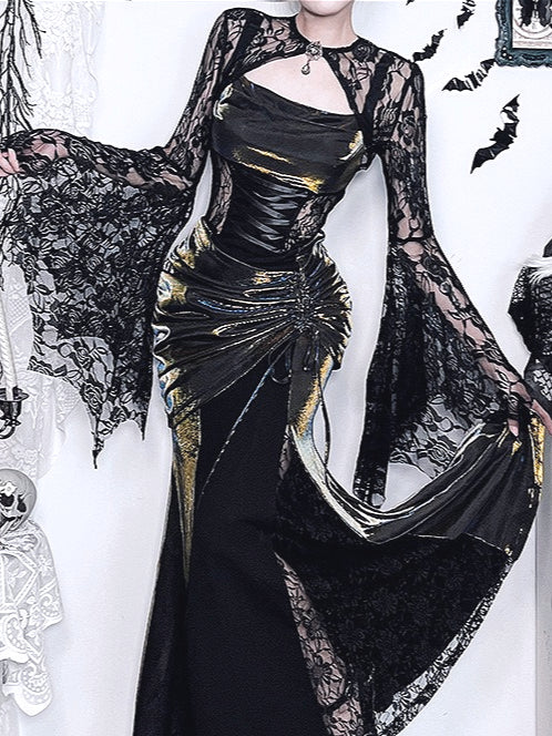 Gothic Lace Batwing Sleeve Coat