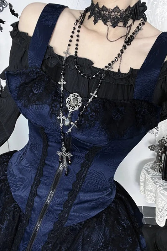 Gothic Vintage Zipper Placket Tube Mini Dress Secondary image