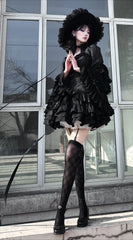 Gothic Horn Sleeve Ruffled Blouse