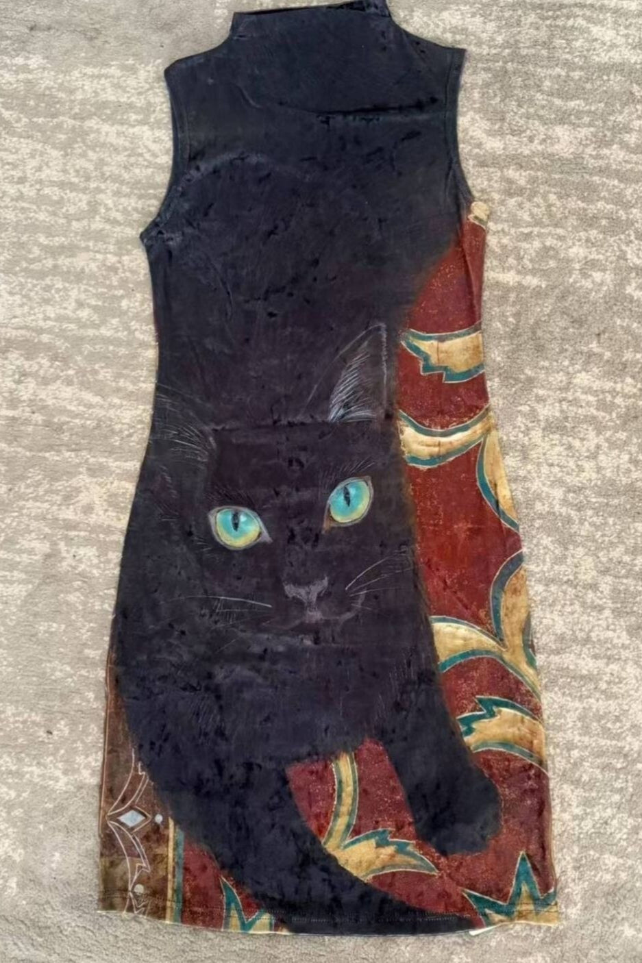 Black Cat Print Sleeveless Dress Secondary image