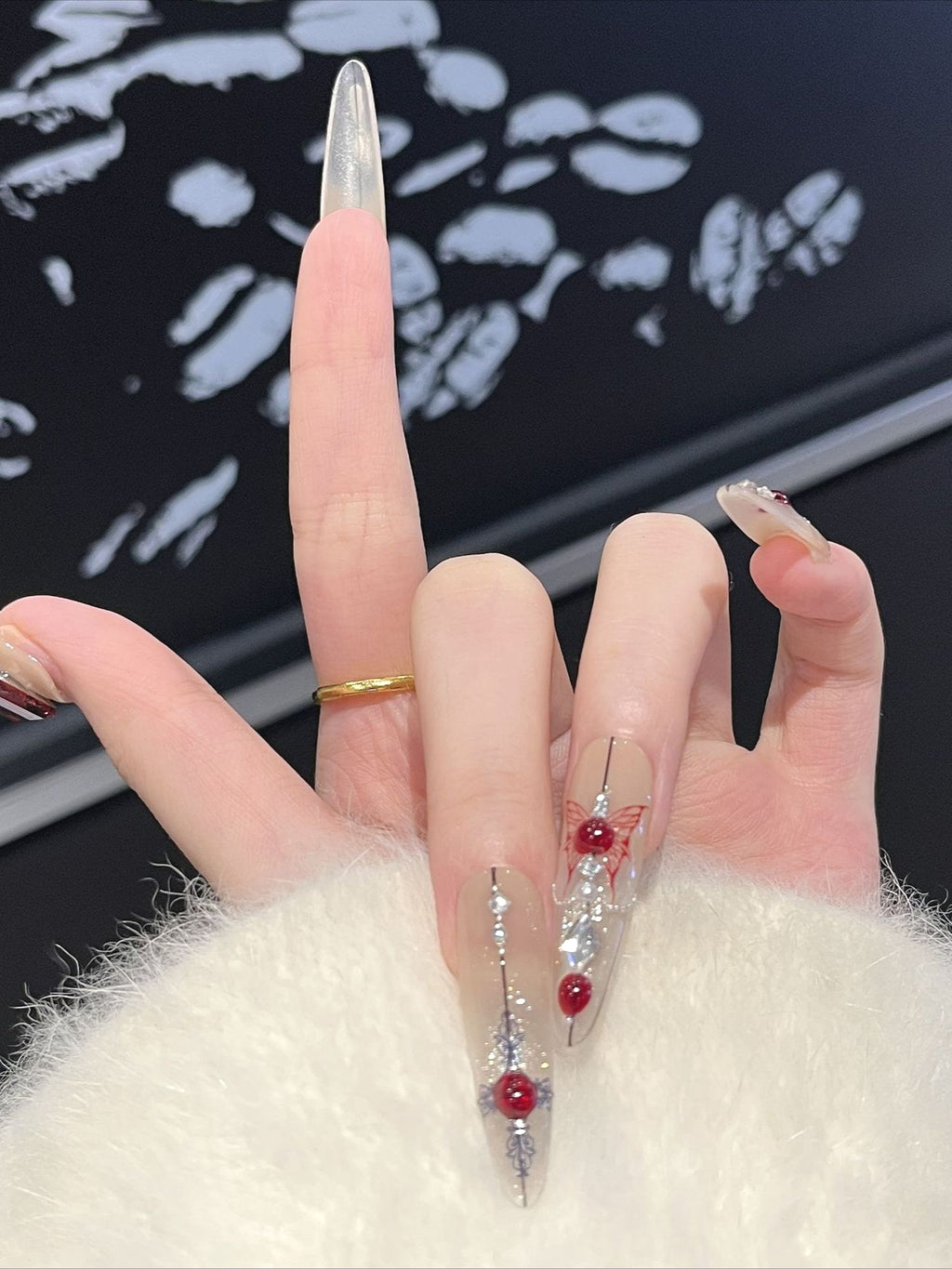 Gothic Ruby Butterfly Press On Nails