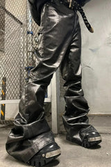 High Street Dark Coated Wide Leg Pants