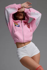 Motorcycle Print Zip-Up Hoodie