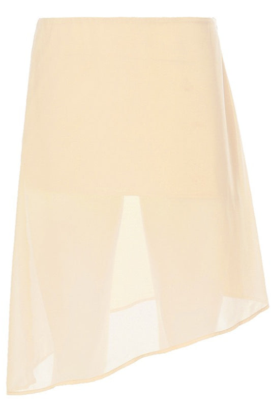 Sheer Overlay Asymmetric Midi Skirts
