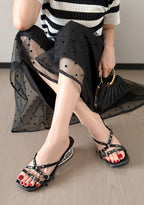 Chain-Buckle Block-Heel Mules