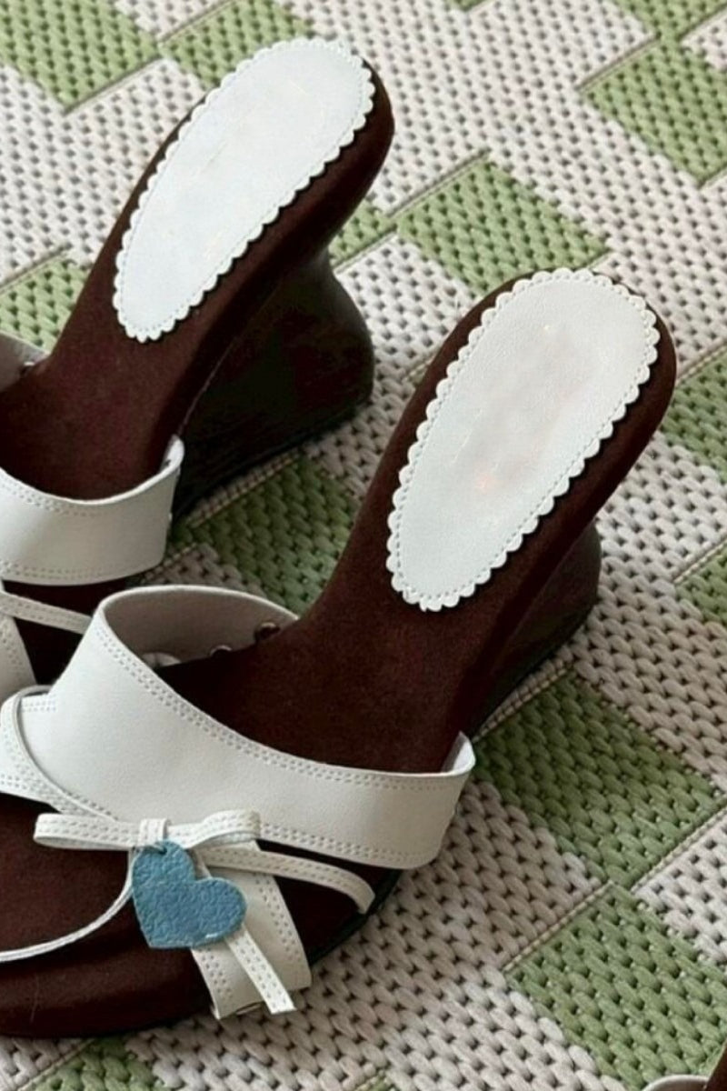 Butterfly Bow Block-Heel Mules