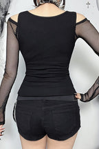 Gothic Hollow Out Off Shoulder Mesh Tank Top