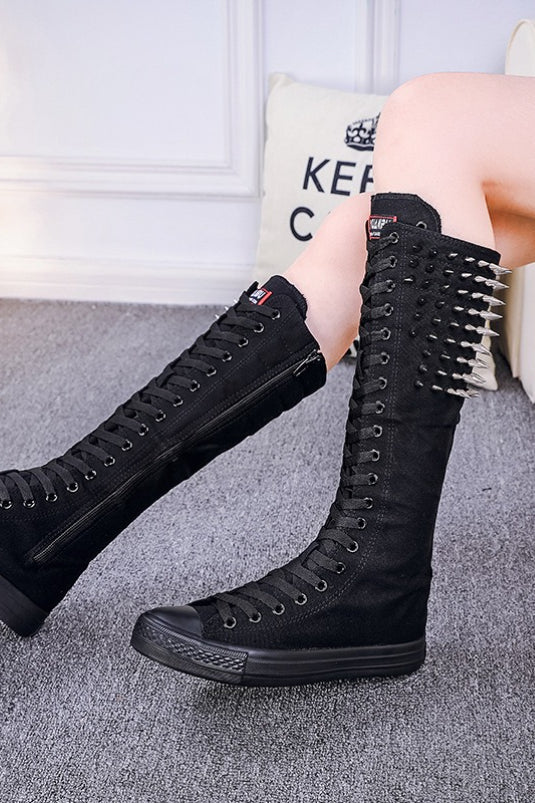 Studded Knee-High Platform Boots Secondary image