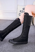 Studded Knee-High Platform Boots