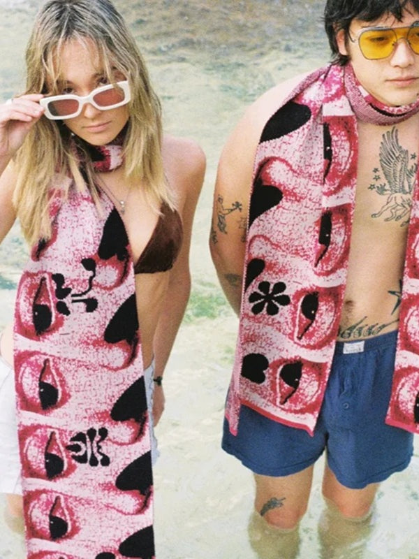 Y2K Grunge Knitting Eyes Graphic Winter Warm Scarf Secondary image
