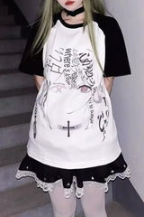 Kawaii Cool Anime Patchwork Oversized T-Shirt